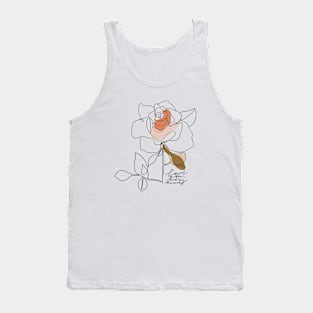 Abstract one line rose flower. Typography slogan design "Love you very much". Continuous line print. Tank Top